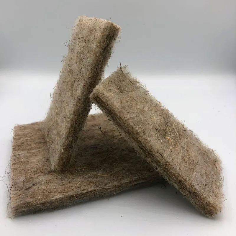 Samples of eco-friendly hemp fiber underlay for laminate and parquet flooring